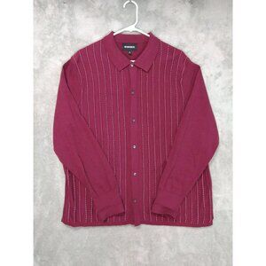 Bonobos Sweater Mens XL Red Striped Cardigan Cotton Knit Golf Casual Preppy